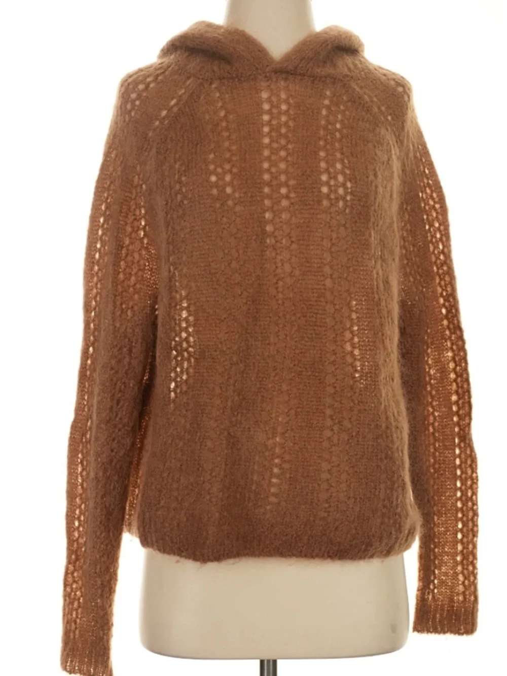 Sézane Theodore Hooded Sweater Jumper Mohair Knit Camel Tan - Picture 2 of 9